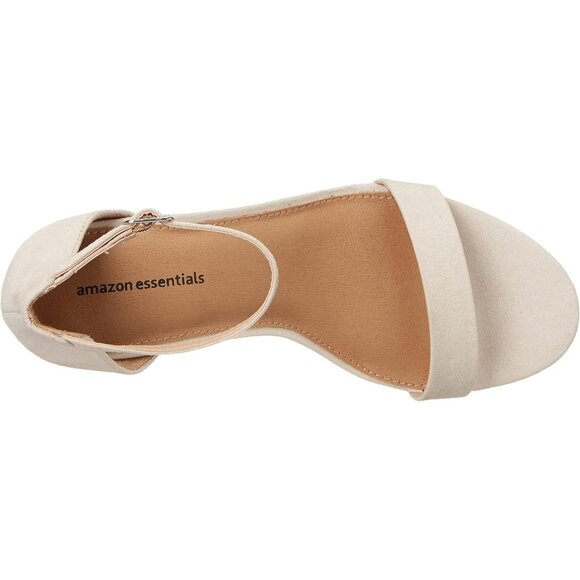 Womens Ivory Faux Suede Two Strap Open Rounded Toe Chunky Block Heeled Sandal - Picture 8 of 8